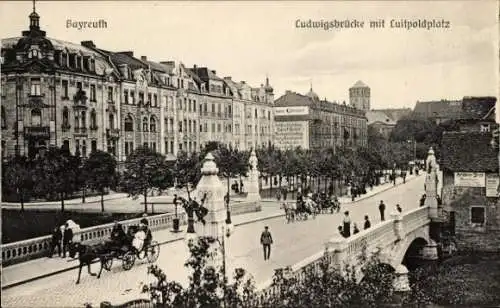 Ak Bayreuth in Oberfranken, Ludwigsbrücke, Luitpoldplatz