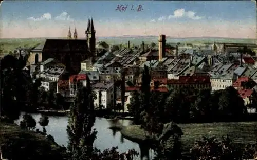 Ak Hof an der Saale Oberfranken Bayern, Gesamtansicht