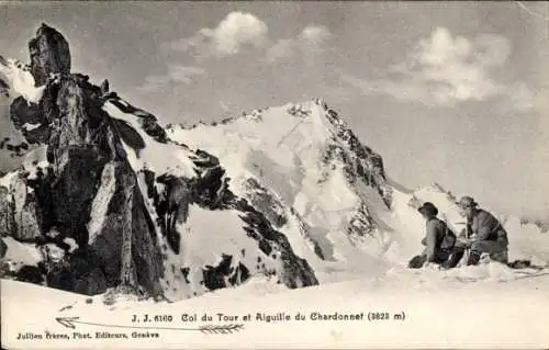 Ak Haute Savoie, Aiguille du Chardonnet, Grenze zwischen Schweiz und Frankreich