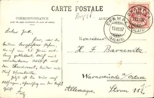 Ak Haute Savoie, Aiguille du Chardonnet, Grenze zwischen Schweiz und Frankreich