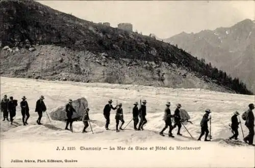 Ak Chamonix Mont Blanc Haute Savoie, Mer de Glace, Hotel de Montanvert