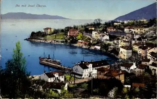 Ak Ičići Ika Kroatien, Ortsansicht mit Insel Cherso
