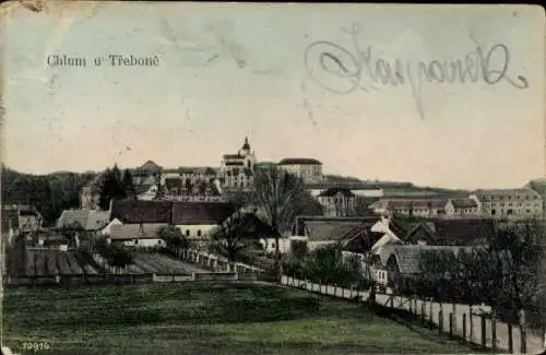 Ak Chlum u Třeboně Chlumetz Südböhmen, Blick auf Chlum u. Třeboň mit Schloss.
