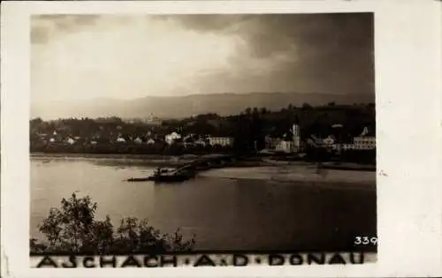 Ak Aschach an der Donau Oberösterreich, Flusspartie, Blick auf den Ort, Anlegestelle