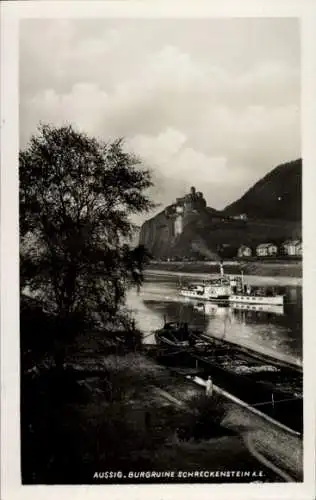 Ak Strekov Schreckenstein Ústí nad Labem Aussig Elbe Stadt, Burgruine Schreckenstein