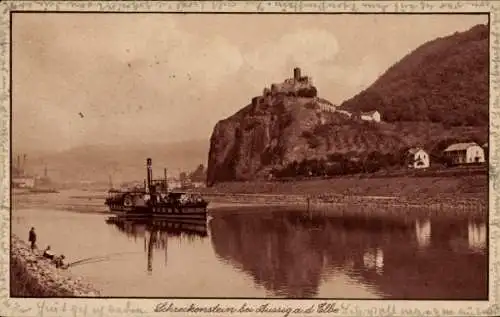 Ak Střekov Schreckenstein Ústí nad Labem Aussig Elbe Stadt Reg. Aussig, Elbdampfer