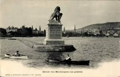 Ak Zürich Stadt Schweiz, Stadt vom Mythenquai aus gesehen