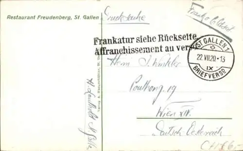 Ak Sankt Gallen Stadt Schweiz, Restaurant Freudenberg