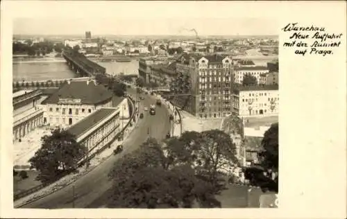 Ak Praga Warszawa Warschau Polen, Aussicht auf  Neue Auffahrt, Ruine auf Praga