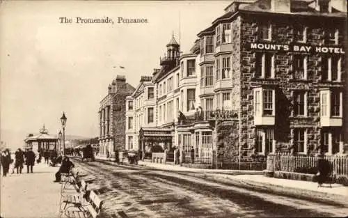 Ak Penzance Cornwall England, Promenade, Mount's Bay Hotel