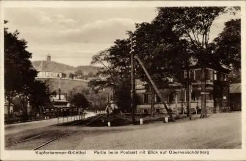 Ak Kupferhammer Grünthal Olbernhau im Erzgebirge Sachsen, Postamt, Oberneuschönberg