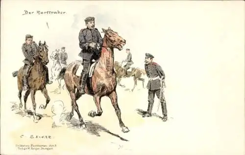 Künstler Ak Becker, Carl, Der Harttraber, Deutsche Soldaten auf Pferden