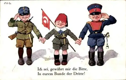 Künstler Ak Engelhard, P. O. E. In eurem Bunde der Dritte, Deutsches Reich, Türkei, Österreich