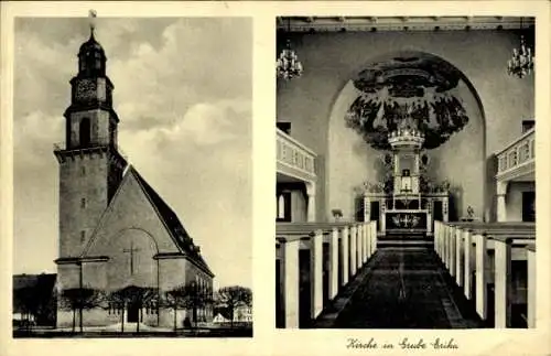 Ak Laubusch Lauta in der Oberlausitz, Grube Erika, Kirche