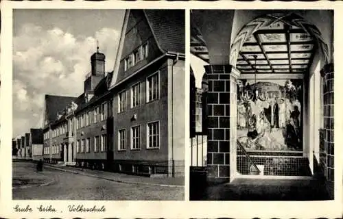 Ak Laubusch Lauta in der Oberlausitz, Grube Erika, Volksschule