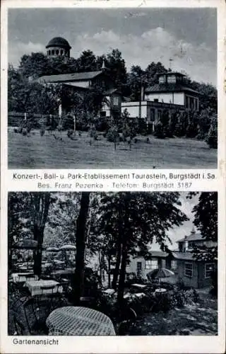 Ak Taurastein Burgstädt in Sachsen, Konzert- und Ball-Etablissement, Gartenansicht