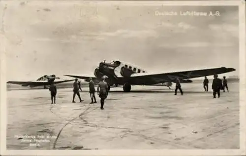 Ak Berlin Tempelhof, Deutsche Lufthansa A.G., Flugzeug