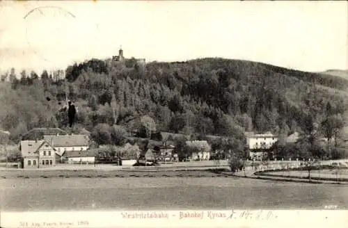 Ak Zagórze Śląskie Kynau Schlesien, Weistritztalbahn, Bahnhof