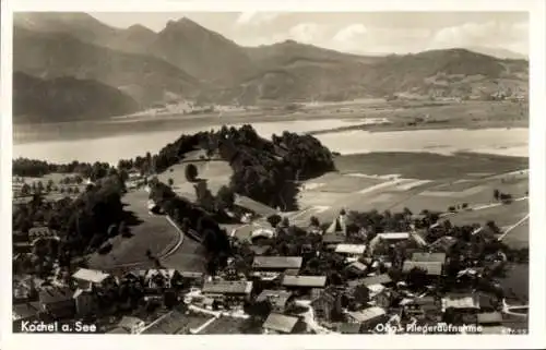 Ak Kochel am See in Oberbayern, Ortspartie, Fliegeraufnahme