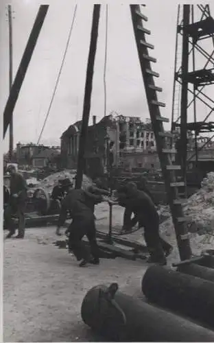Original Foto Berlin Kreuzberg, Baustelle U-Bahnhof Hallesches Tor, Nord-Süd-Bahn, um 1946