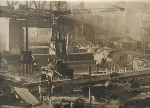 Original Foto Berlin Kreuzberg, Baustelle U-Bahnhof Hallesches Tor, Nord-Süd-Bahn, um 1946