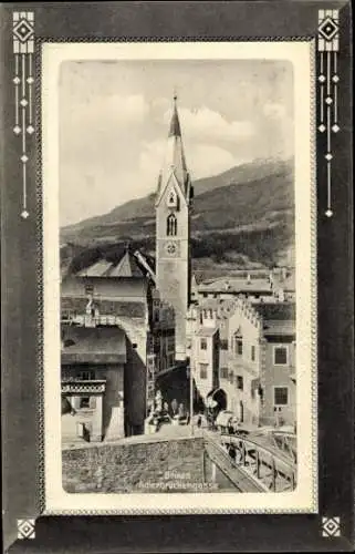 Passepartout Ak Brixen Bressanone Südtirol, Gasse, Kirche