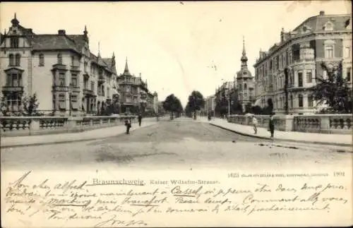 Ak Braunschweig in Niedersachsen, Blick in die Kaiser Wilhelm Straße