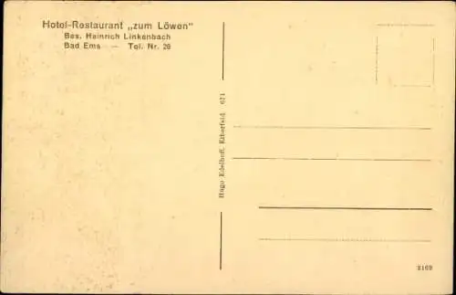 Ak Bad Ems an der Lahn, Hotel zum Löwen, Speisesaal