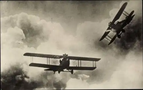 Ak Schwedische Militärflugzeuge, Doppeldecker, Föreningen Arme och Marinfilm, Serie 4