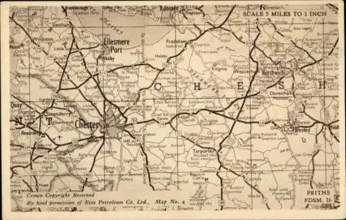 Landkarten Ak Chester Cheshire England, Ellesmere Port, Straßenkarte, Reklame Esso Petroleum Co.Ltd.