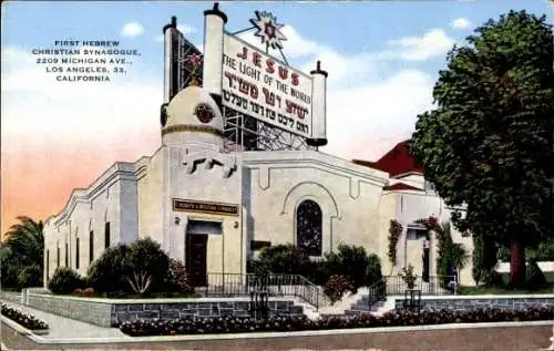 Judaika Ak Los Angeles Kalifornien USA, Erste Hebräisch Christliche Synagoge, 2209 Michigan Ave.