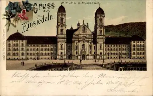 Litho Einsiedeln Kanton Schwyz Schweiz, Kloster Einsiedeln, Kirche