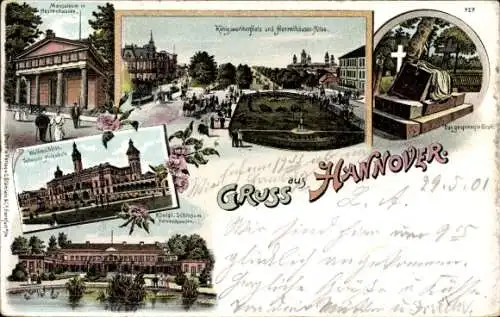 Litho Hannover in Niedersachsen, Mausoleum, Königsworther Platz, Schloss