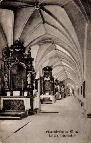 Ak Oliva Gdańsk Danzig, Pfarrkirche, linkes Seitenschiff