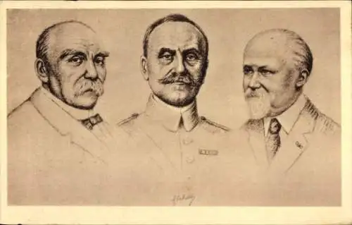 Ak Straßburg Elsass Bas Rhin, Porträtskizze von drei Männern