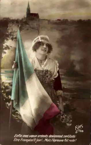 Ak Frankreich, Volkstracht, Fahne