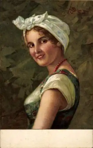 Künstler Ak Junge Frau, Portrait