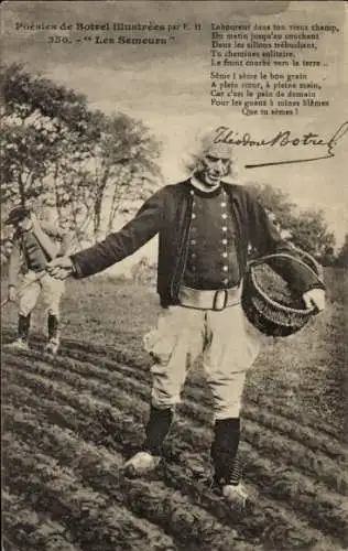 Ak Bauern auf dem Feld, Die Säer, Gedicht von Botrel