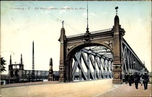 Ak Strasbourg Straßburg Elsass Bas Rhin, Rheinbrücken