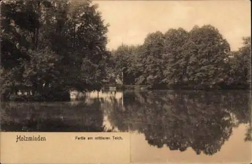Ak Holzminden an der Weser, Partie am mittleren Teich, Holzminden