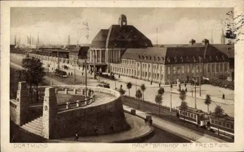 Ak Dortmund im Ruhrgebiet, Hauptbahnhof, Freistuhl