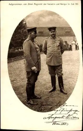 Passepartout Ak Kaiser Wilhelm II., Generalfeldmarschall Paul von Hindenburg, Posen 1915