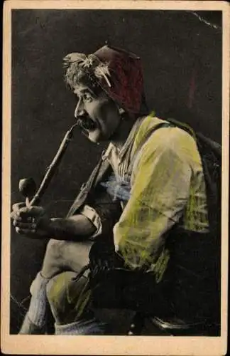 Ak Mann in Bayrischer Tracht, Portrait mit Pfeife