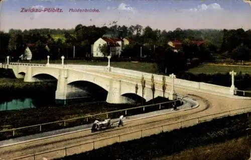 Ak Pölbitz Zwickau in Sachsen, Muldenbrücke