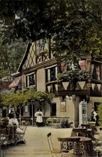 Ak Straßburg Elsass Bas-Rhin, Terrassenpartie