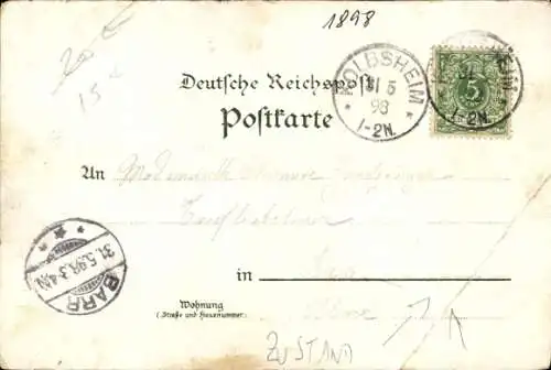 Litho Kolbsheim Elsass Bas Rhin, Schloss, Wirtschaft zur Hoffnung