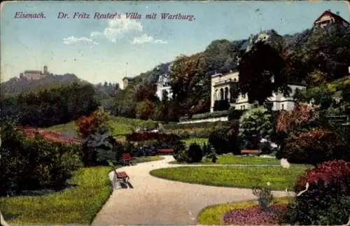 Ak Lutherstadt Eisenach in Thüringen, Dr. Fritz Reuter's-Villa, Wartburg