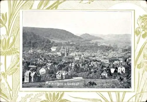 Passepartout Ak Meiningen in Thüringen, Stadtansicht