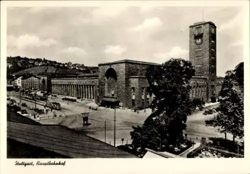 Ak Stuttgart in Württemberg, Hauptbahnhof, Straßenbahn