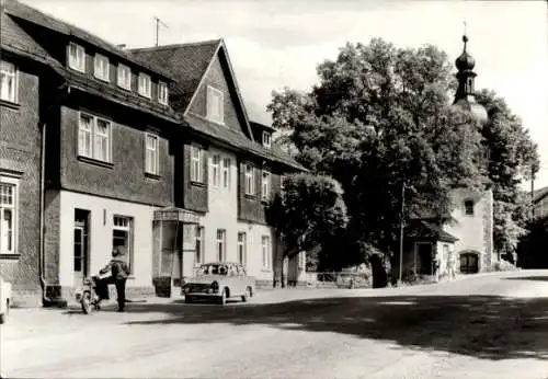 Ak Arnsgereuth Saalfeld an der Saale Thüringen, Gasthaus Zur Linde, Trabant